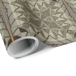 Silver Filigree with Gold Cross Pattern Wrapping Paper