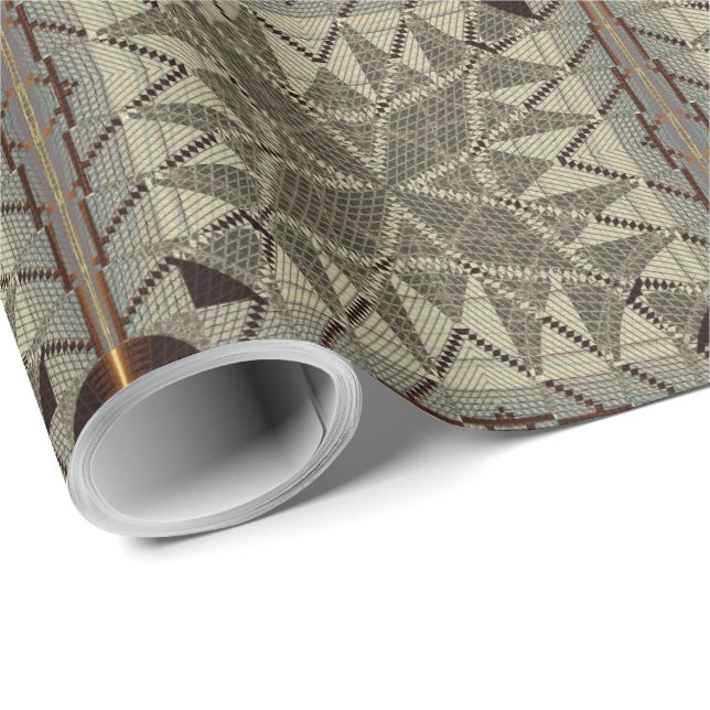 Silver Filigree with Gold Cross Pattern Wrapping Paper (Roll Corner)