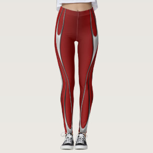Silver Flames, Flames, Red Flames, Flames Leggings