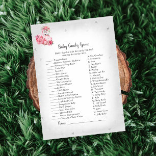 Silver Flamingo Ballerina Baby Candy Shower Game Invitation