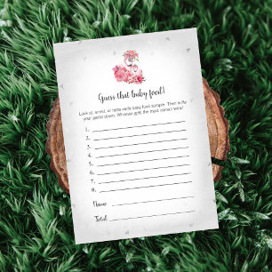 Silver Flamingo Ballerina Guess The Baby Food Game Invitation