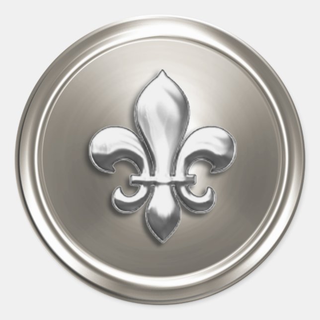 Silver Fleur de Lis Envelope Seal Embossed Look (Front)