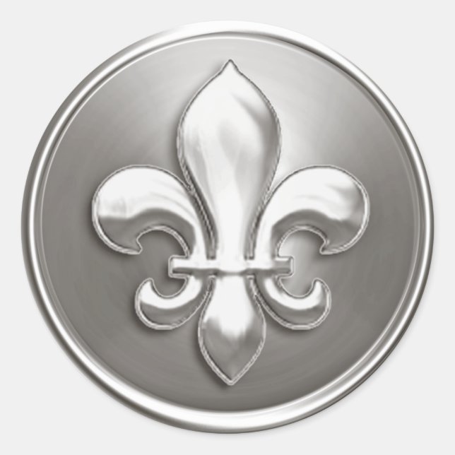 Silver Fleur de Lis Envelope Seal Embossed Look (Front)