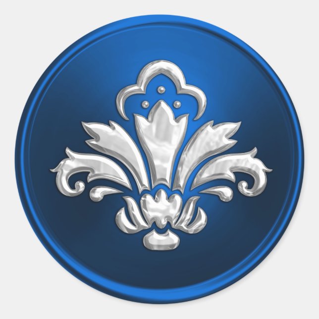 Silver Fleur de Lis on Blue Envelope Seal (Front)