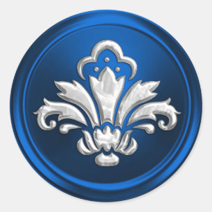 Silver Fleur de Lis on Blue Envelope Seal