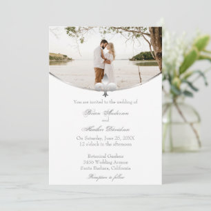 Silver Fleur de Lis Photo Wedding Invitation