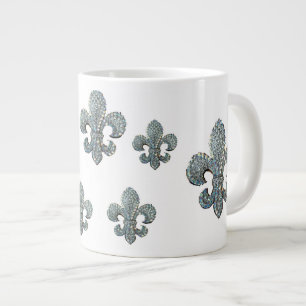 Silver Fleur de lis print jumbo mug