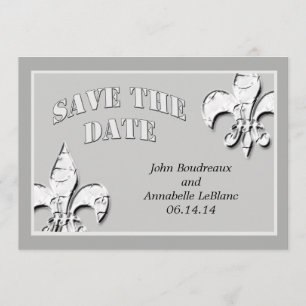 Silver Fleur de Lis Save the Date Cards