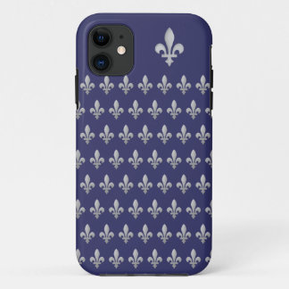 Silver Fleur de lys Royal Blue iPhone 5 Case