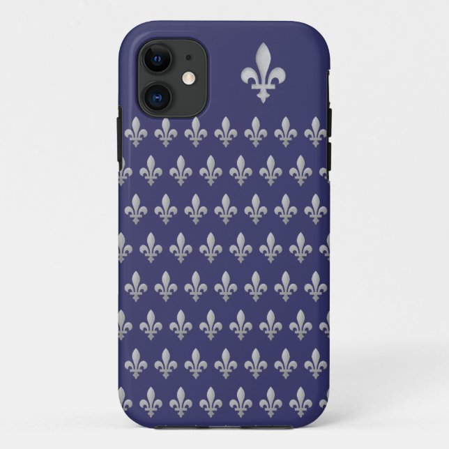 Silver Fleur de lys Royal Blue iPhone 5 Case (Back)