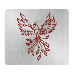 Silver Flight of A Phoenix Glass Cutting Board