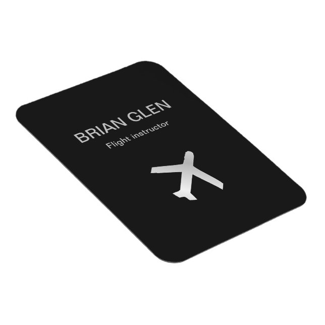 Silver flight plane silhouette grey magnet (Right Side)
