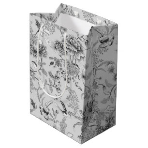 Silver Floral and Hummingbird Medium Gift Bag