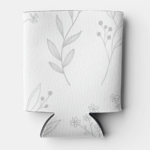 Silver Floral Boho Wedding Can Cooler