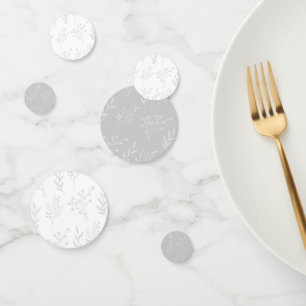 Silver Floral Boho Wedding Confetti