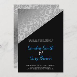 Silver Floral Damask Texture Wedding Invitation