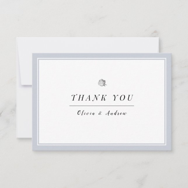 Silver floral dusty blue minimalist thank you (Front)
