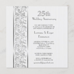 Silver Floral Elegance 25th Anniversary Invitation