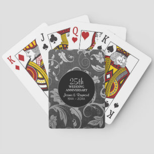 Silver Floral Elegance 25th Version 2 Anniversary Playing Cards