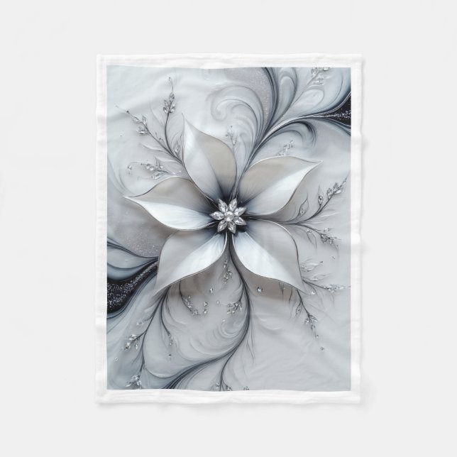 Silver Floral Elegance Blanket (Front)
