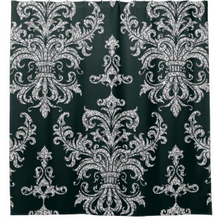 Silver Floral: Elegant Wallpaper. Shower Curtain