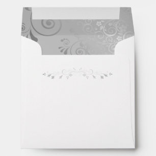 Silver Floral Filigree Elegant Square Wedding Envelope