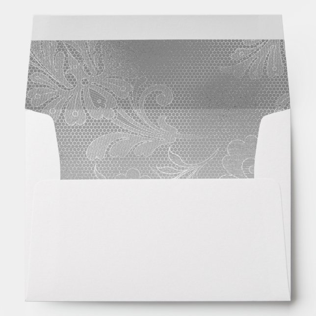 Silver Floral Lace Wedding Envelope (Back (Bottom))