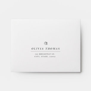 Silver floral minimalist wedding RSVP Envelope