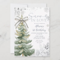 Silver Floral Snow In Love Christmas Tree Birthday