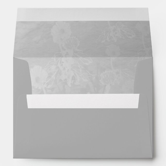 Silver Floral Wedding Invitation Envelope (Back (Bottom))