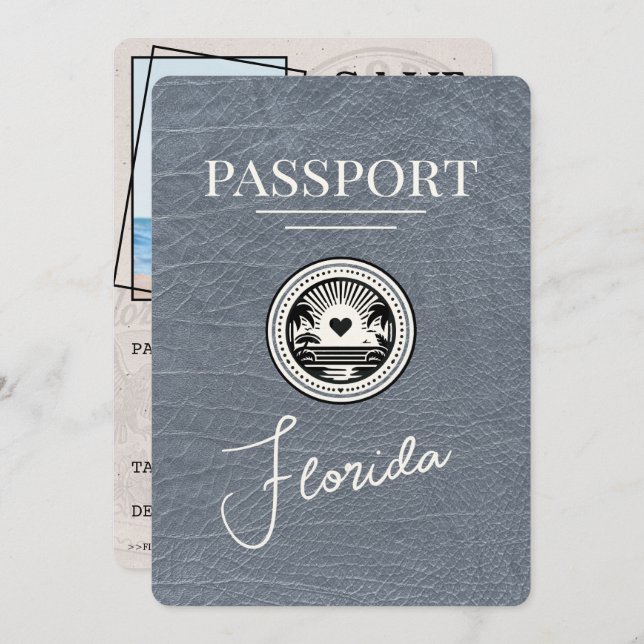 Silver Florida Passport Save The Date (Front/Back)