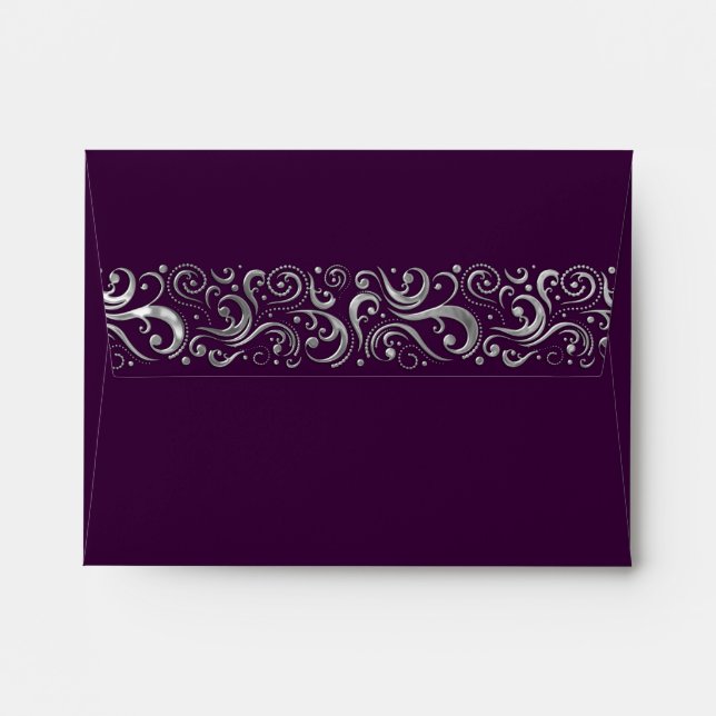 Silver Flourish Border on Any Colour RSVP Envelopes (Back (Top Flap))