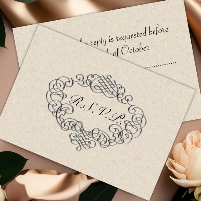 Silver Flourish Wedding RSVP (Creator Uploaded)