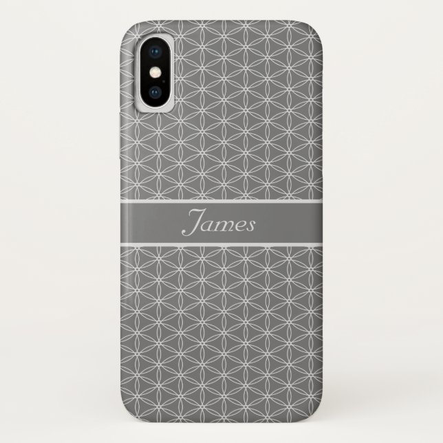Silver Flower of Life Pattern Case-Mate iPhone Case (Back)
