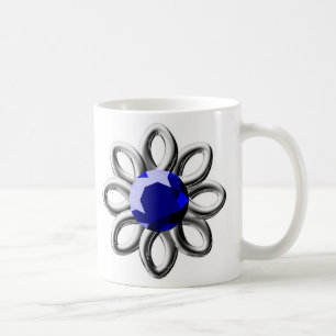Silver flower with blue stone coffee mug