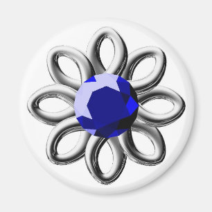 Silver flower with blue stone magnet