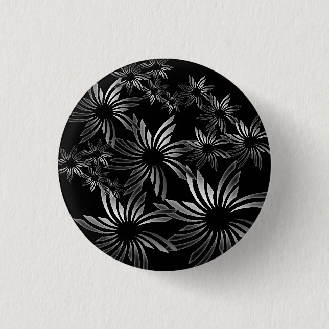 Silver Flowers 3 Cm Round Badge (Front)