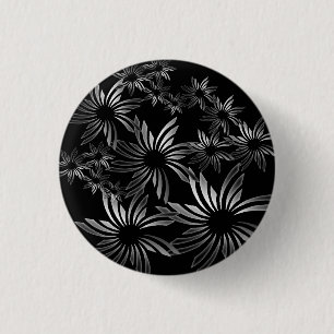 Silver Flowers 3 Cm Round Badge