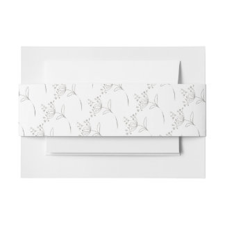Silver Flowers Invitation Belly Band