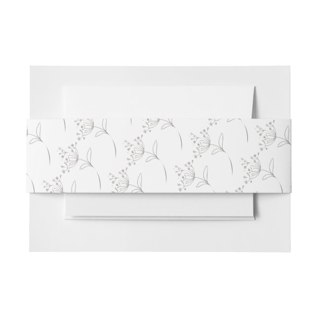 Silver Flowers Invitation Belly Band (Front Example)