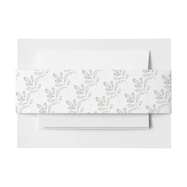 Silver Flowers Invitation Belly Band (Front Example)