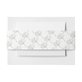 Silver Flowers Invitation Belly Band