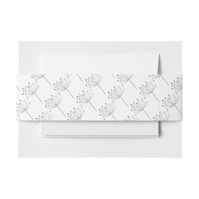 Silver Flowers Invitation Belly Band (Front Example)