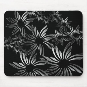 Silver Flowers Mouse Pad