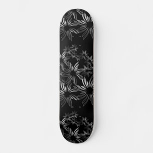 Silver flowers skateboard