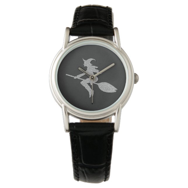 Silver Flying Witch Halloween Watch (Front)