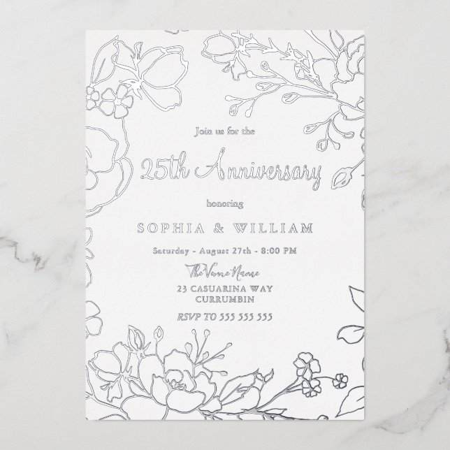 Silver Foil 25th Wedding Anniversary  (Front)