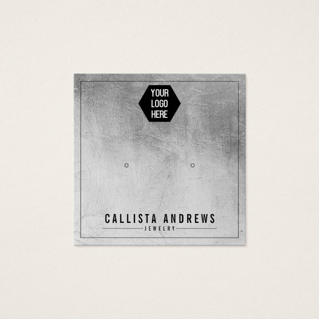 Silver Foil Add Your Logo Earring Display Card (Front)