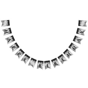 Silver Foil and black dripping glitter Birthday Bunting