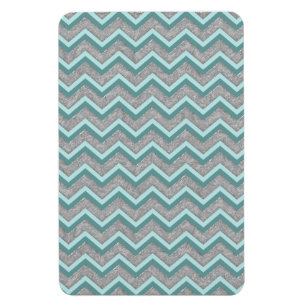 Silver Foil and Teal ZigZag Magnet